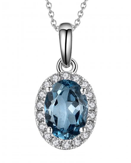 OVAL COLORED STONE DIAMOND PENDANT (VP406)
